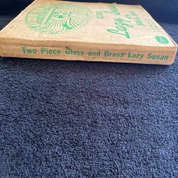 Vintage Indiana Glass Revolving Tray with Brass Base - Picture 9 of 9